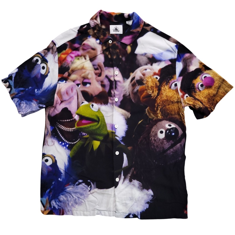 Disney Parks Shirt Mens M The Muppets‎ All Over Print Camp Button Up AOP
